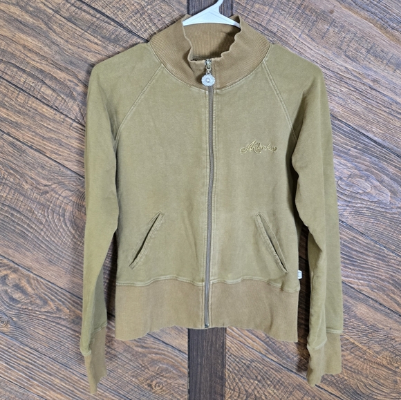 RARE Akademiks Women's Olive Bomber Jacket Streetwear Embroidered Floral Y2K - Picture 8 of 12